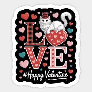 LOVE Happy Valentine British Longhair Cat Valentine's Hat Sticker